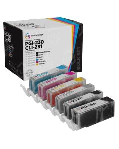 Compatible Canon PGI-230 and CLI-231 Ink Tanks: 1 Pigment Black PGI-230 & 1 Each of CLI-231 (PBk/Bk/C/M/Y/GY)